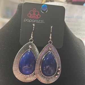 Paparazzi blue and silver earrings